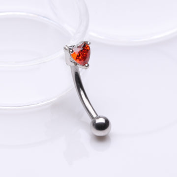 Detail View 1 of Heart Gem Sparkle Prong Curved Barbell-Red